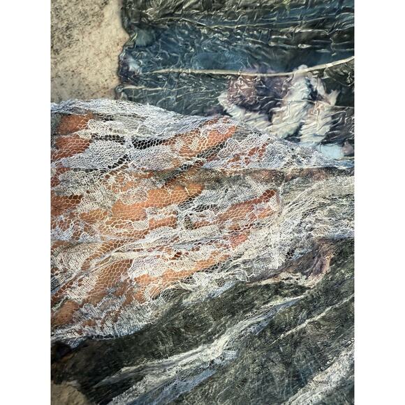 Komarov Abstract Floral Crinkle Charmeuse Lace Midi Dress Size M Romantic Fairy - Picture 7 of 16